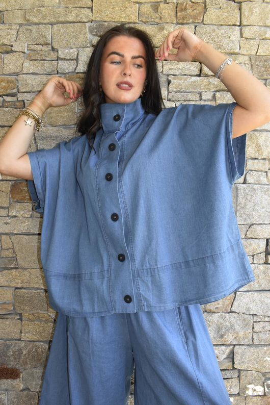 Freddie Cap Sleeve Shirt Jacket Mid